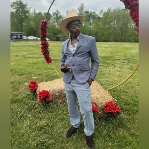 Paul Stuart light blue wool trousers Broome Street dress slacks winter pants